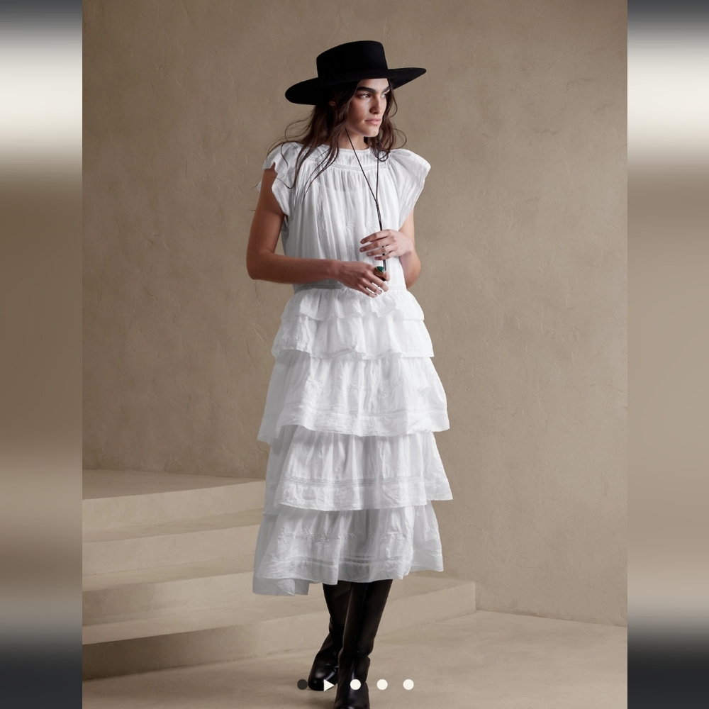 Banana Republic NWT white 100% cotton embroidered dress